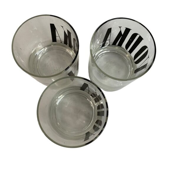 Vintage VODKA Glasses Bold Black Typeset Lettering mid century Lot of 3 - Picture 7 of 8